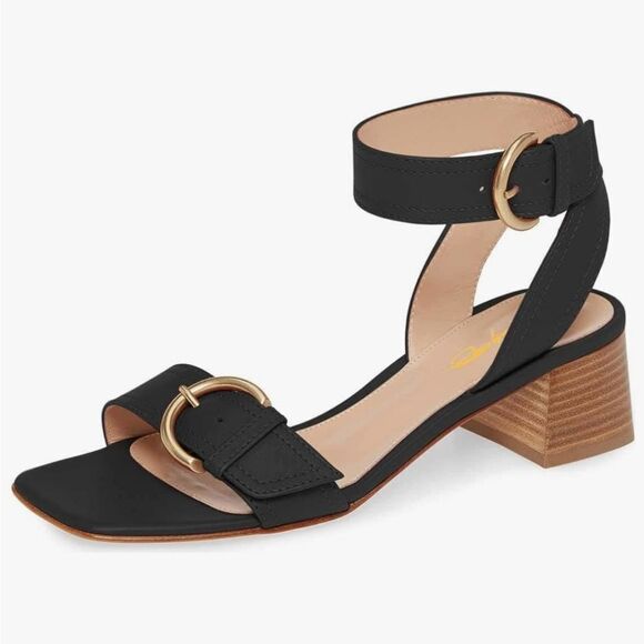 NEW SODA Square Open Toe Metal Buckle Sandals Satacked Low Heel SANDAL - Picture 16 of 16